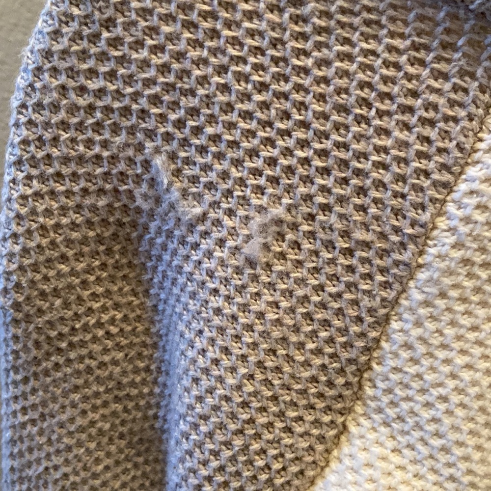 Madewell Womens Waffle split back sweater Size S pretty beige & tan Gently worn - Picture 4 of 12